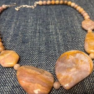 Jay King Sterling Silver Multi-Color Mined Finds Stone Necklace Cinnabar Stone